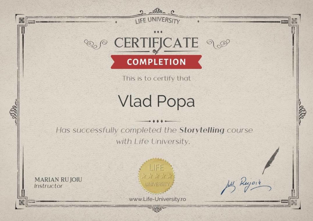Certificat curs Storytelling